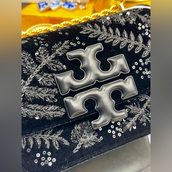 🆕 TORY BURCH 🧿 NWT Eleanor Embroidered Velvet Convertible Shoulder Bag - AUTH - Picture 4 of 16